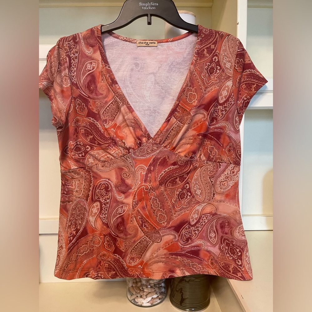 Cha Cha Vente Orange Red  Fitted Blouse